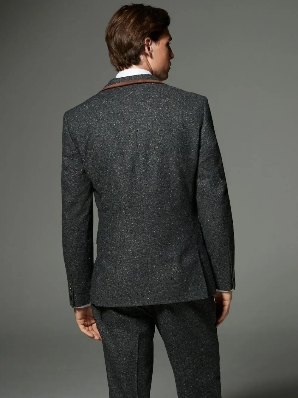 Next Charcoal Grey Regular Fit Wool Blend Trimmed Suit Jacket^ Grey Suits|Blazers & Formal Jackets