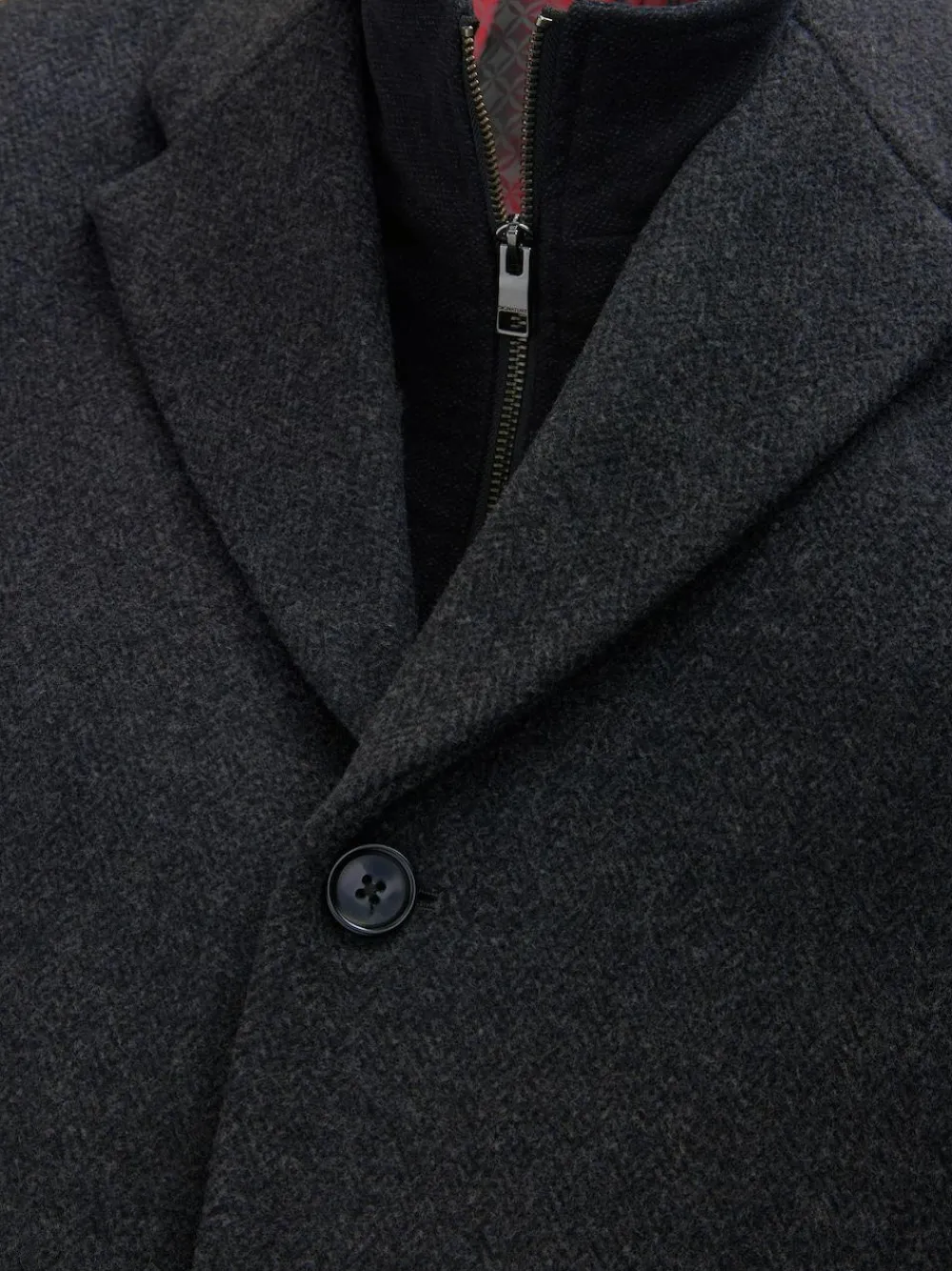 Sale Next Signature Soft Touch Wool Rich Padded Italian Fabric Funnel Neck Coat Charcoal Grey