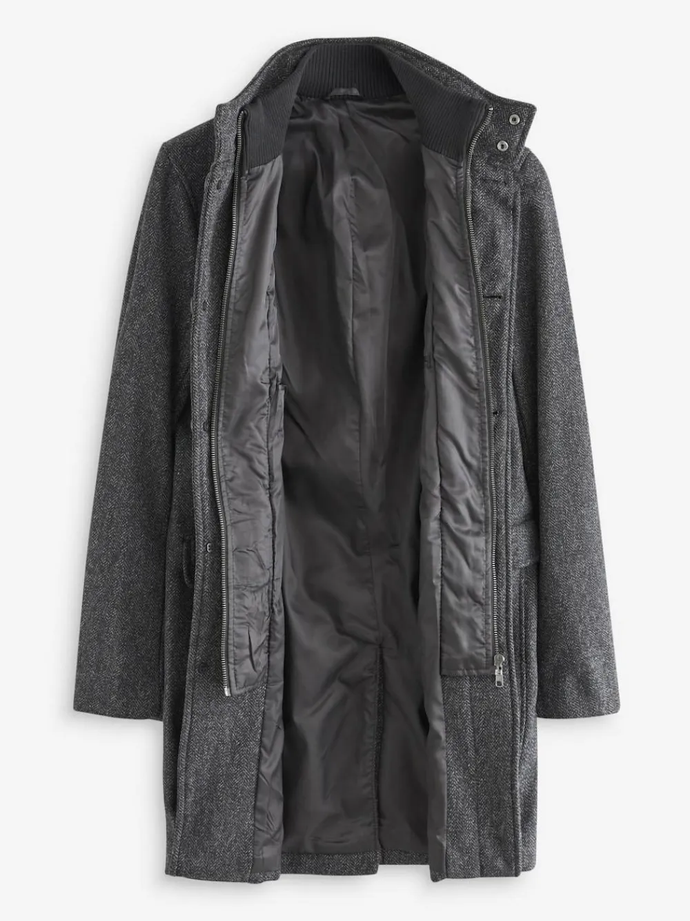 Next Wool Blend Mock Gilet Herringbone Padded Coat^ Coats & Jackets|Coats & Jackets