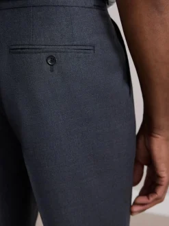 Hot Next Wool Rich Smart Textured Trousers With Side Adjusters Charcoal Grey