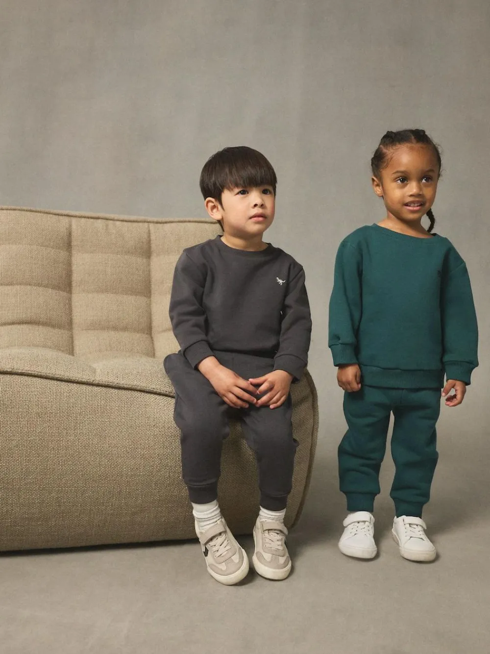 Clearance Next Sweatshirt and Joggers Set 2 Pack (3mths-7yrs) Charcoal Grey/Green