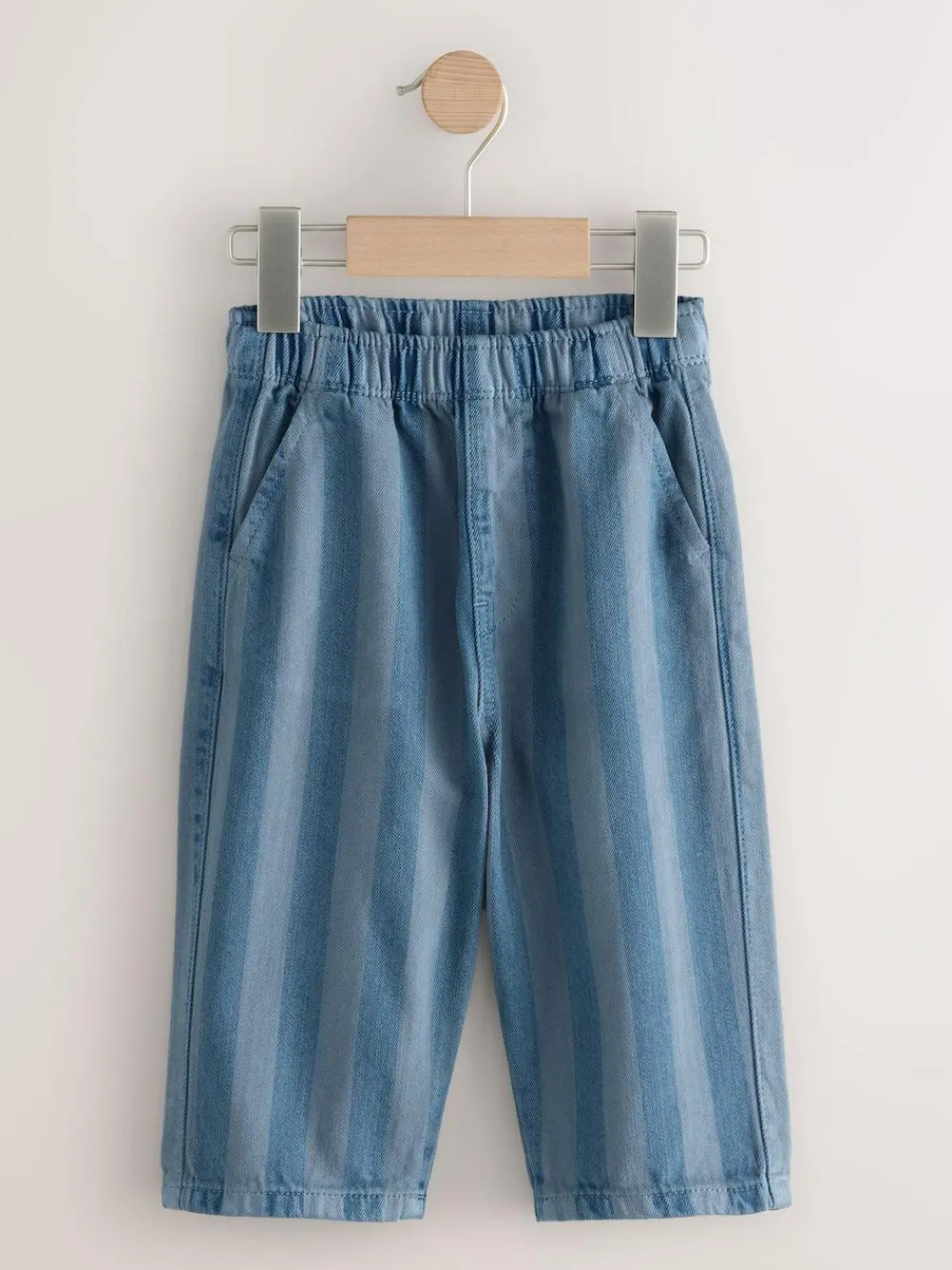 Next Checkerboard/Blue Stripe Pull On Wide Trousers 2 Pack (3mths-7yrs)^BOY Pants & Leggings|Multipacks