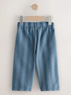 Next Checkerboard/Blue Stripe Pull On Wide Trousers 2 Pack (3mths-7yrs)^BOY Pants & Leggings|Multipacks