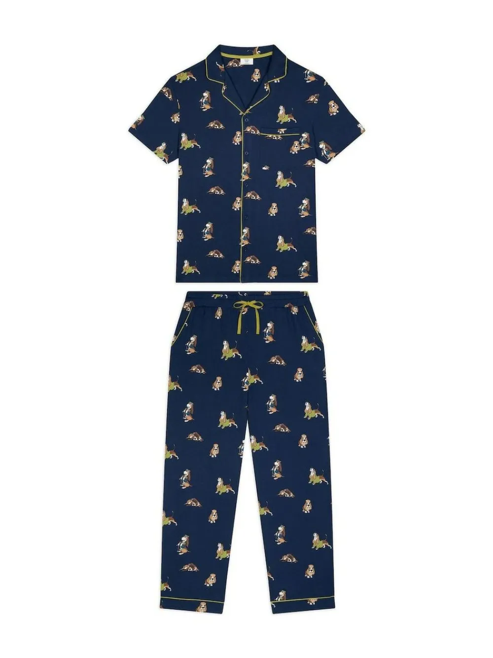 New Chelsea Peers Blue Country Hound Dog Print Long Pyjamas Set