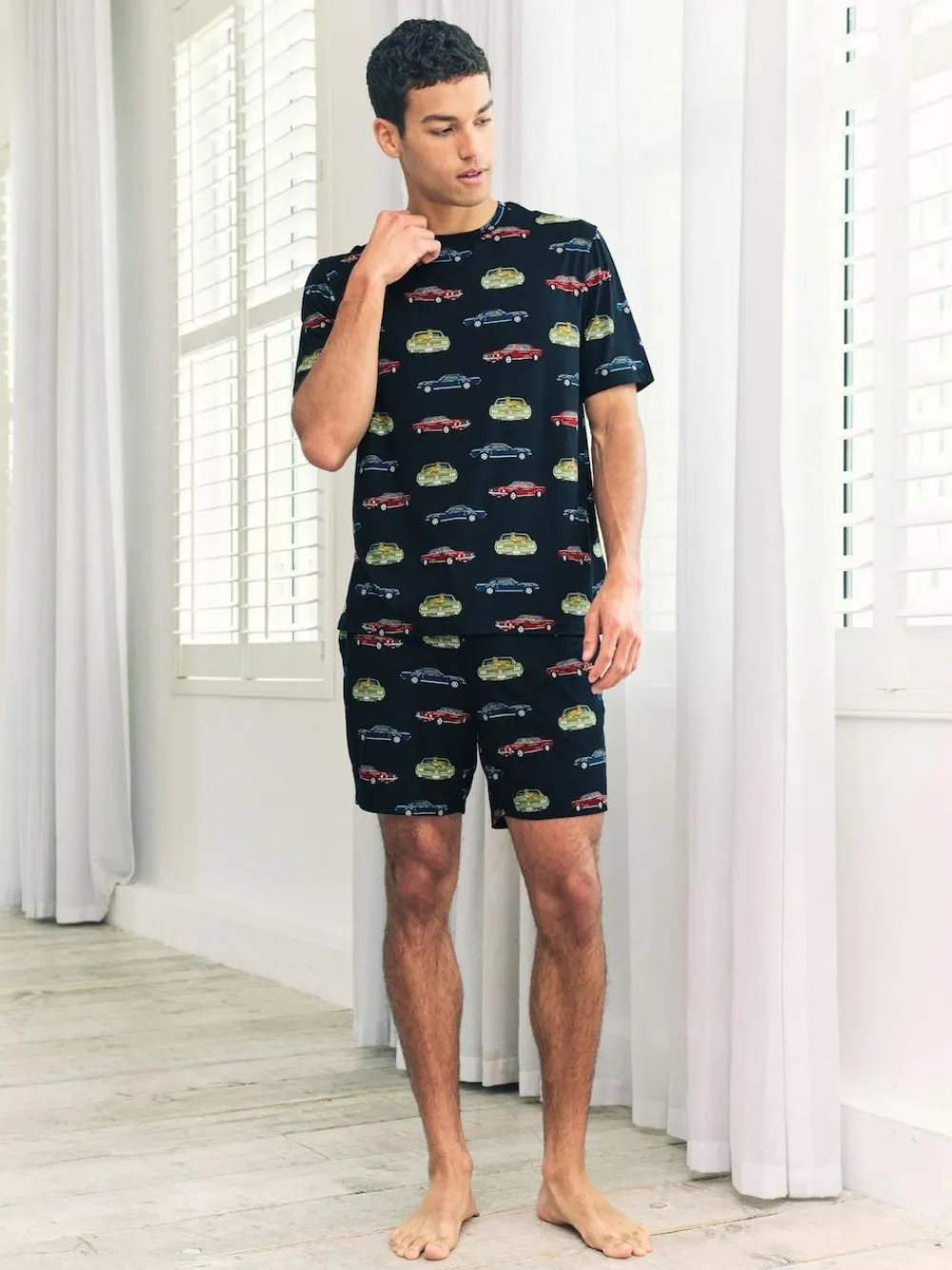 Chelsea Peers Blue Driving Leopards Print Short Pyjamas Set^ Pyjamas