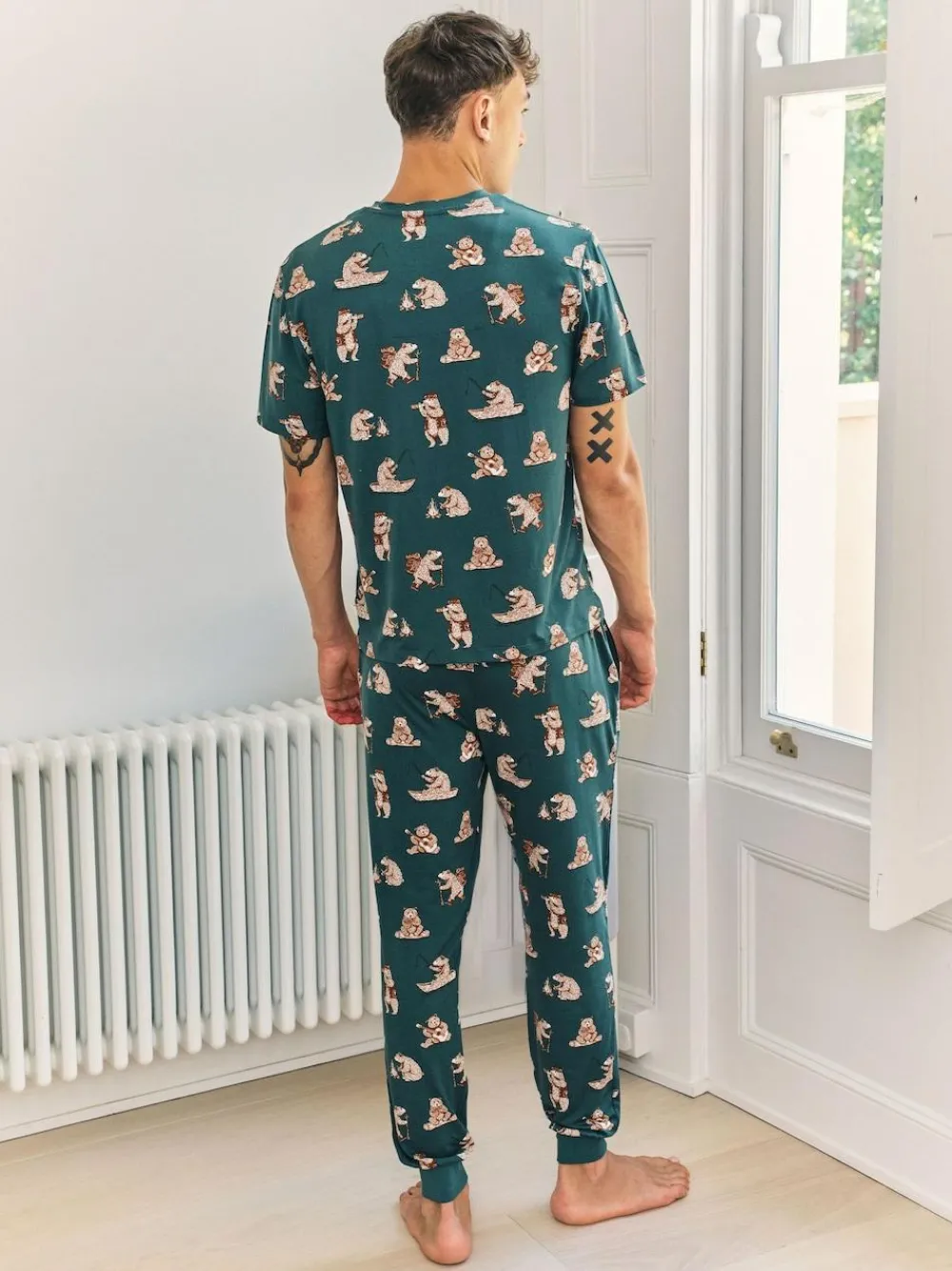Chelsea Peers Blue Wilderness Bear Print Long Pyjamas Set^ Pyjamas