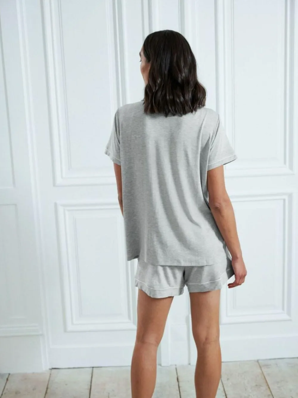 Sale Chelsea Peers Maternity TENCEL™ Modal Short Button Up Pyjamas Set Grey