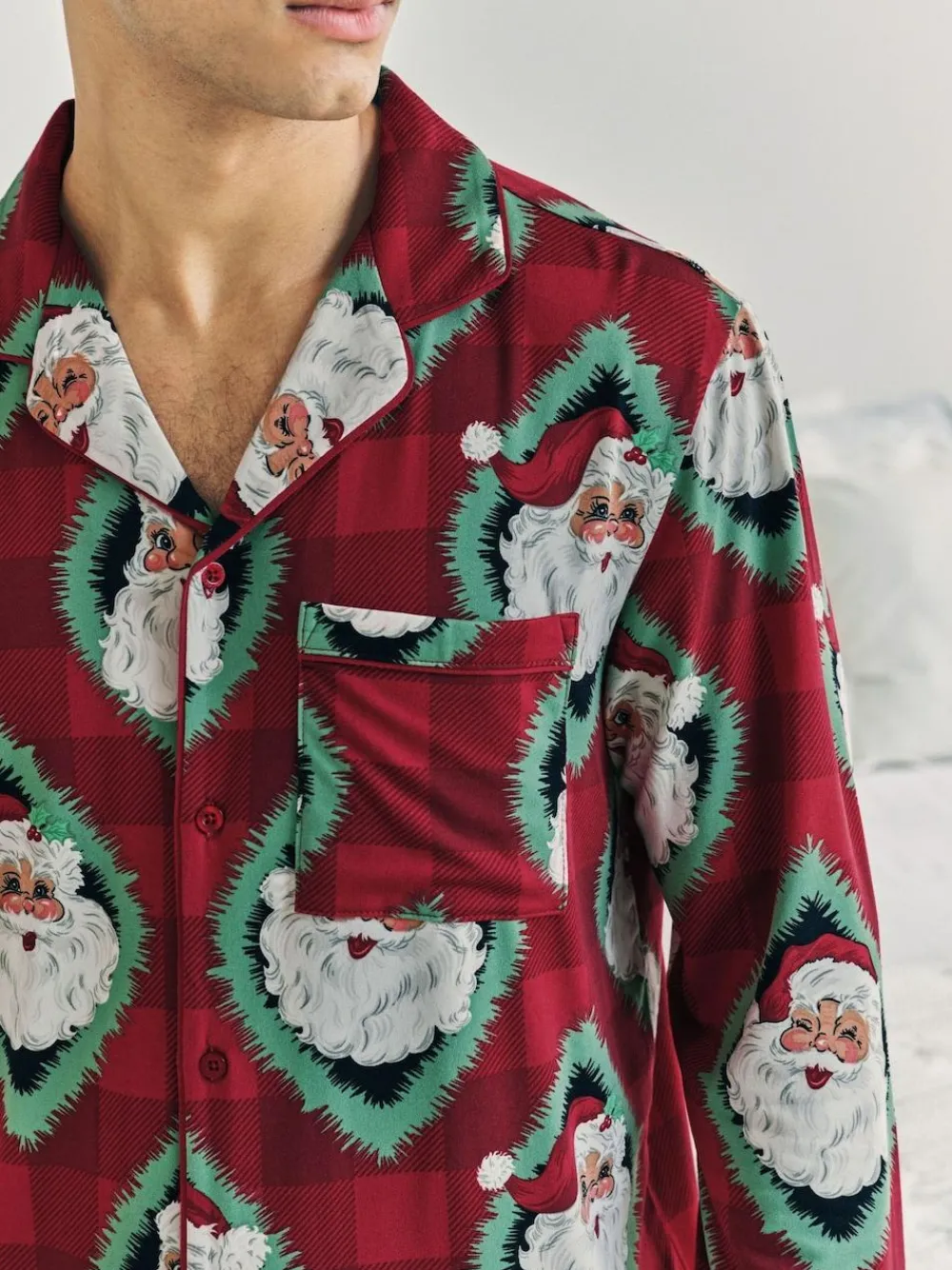 Best Chelsea Peers Red Christmas Jolly Santa Print Long Pyjamas Set