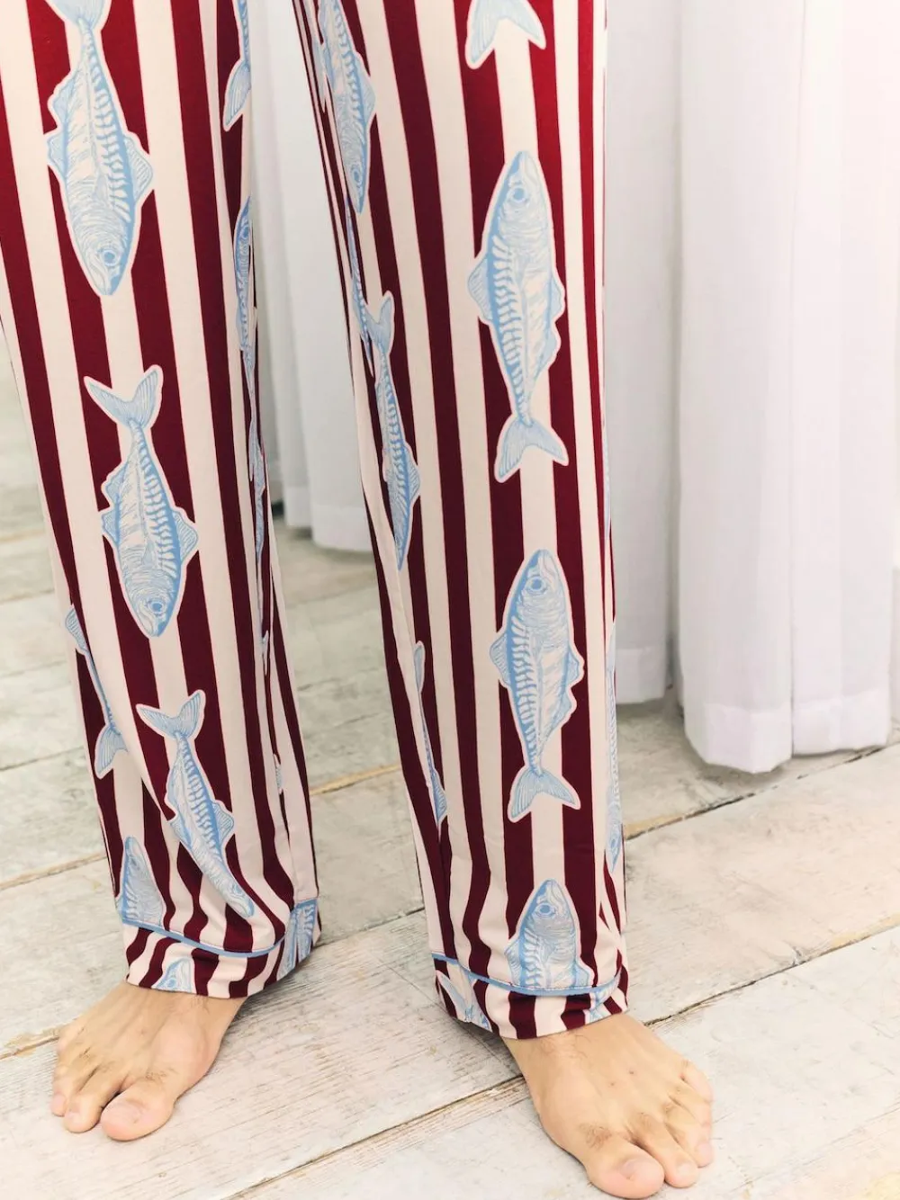 Best Chelsea Peers Red Gone Fishing Stripe Print Long Pyjama Bottoms