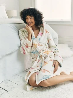 Best Chelsea Peers White Fleece Dinosaur Print Dressing Gown