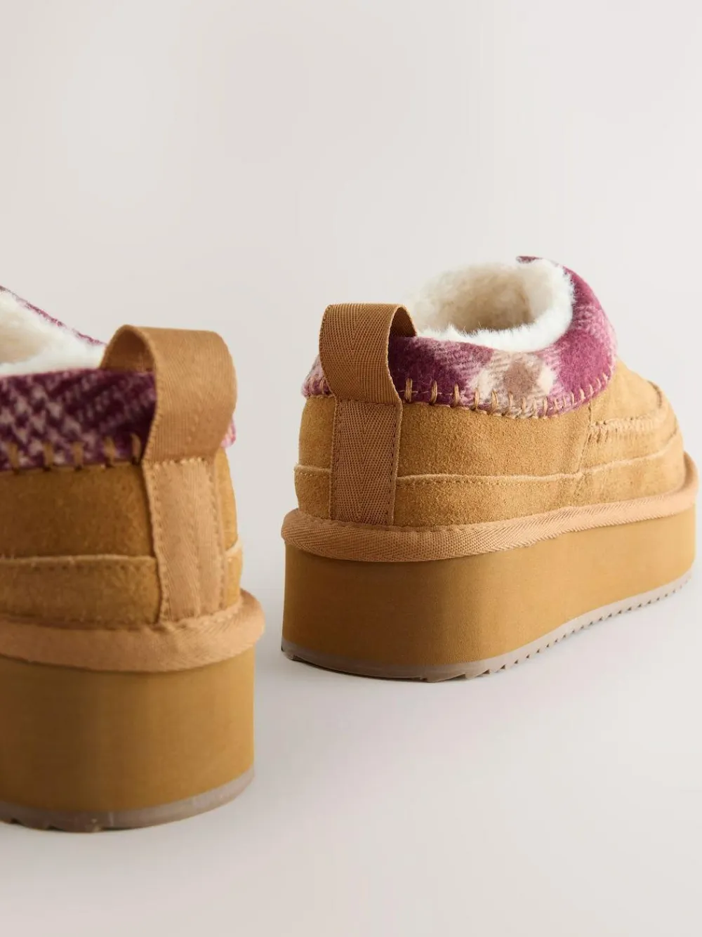 Clearance Next Forever Comfort® Leather Fur Lined Cosy Platform Shoes Chestnut Brown