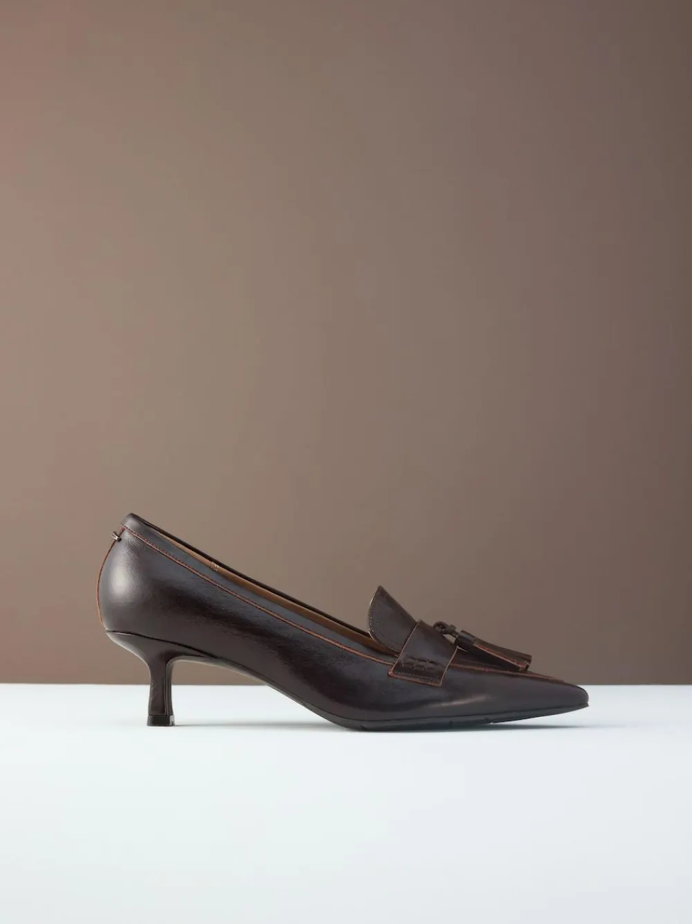 Next Premium Leather With Motionflex Point Toe Tassel Heels Loafers^Women Wide Fit & Extra Wide Fit|Heels