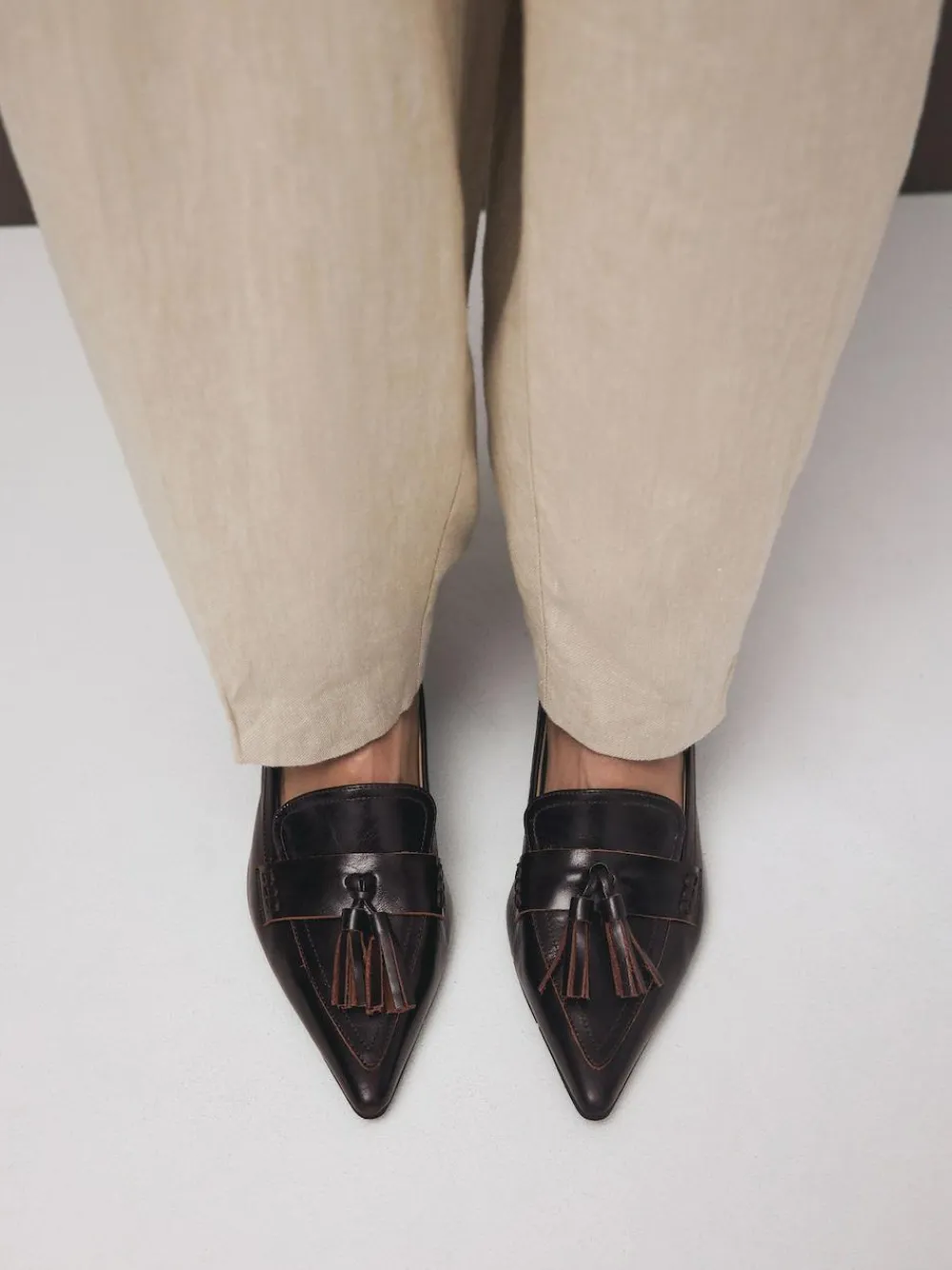 Next Premium Leather With Motionflex Point Toe Tassel Heels Loafers^Women Wide Fit & Extra Wide Fit|Heels