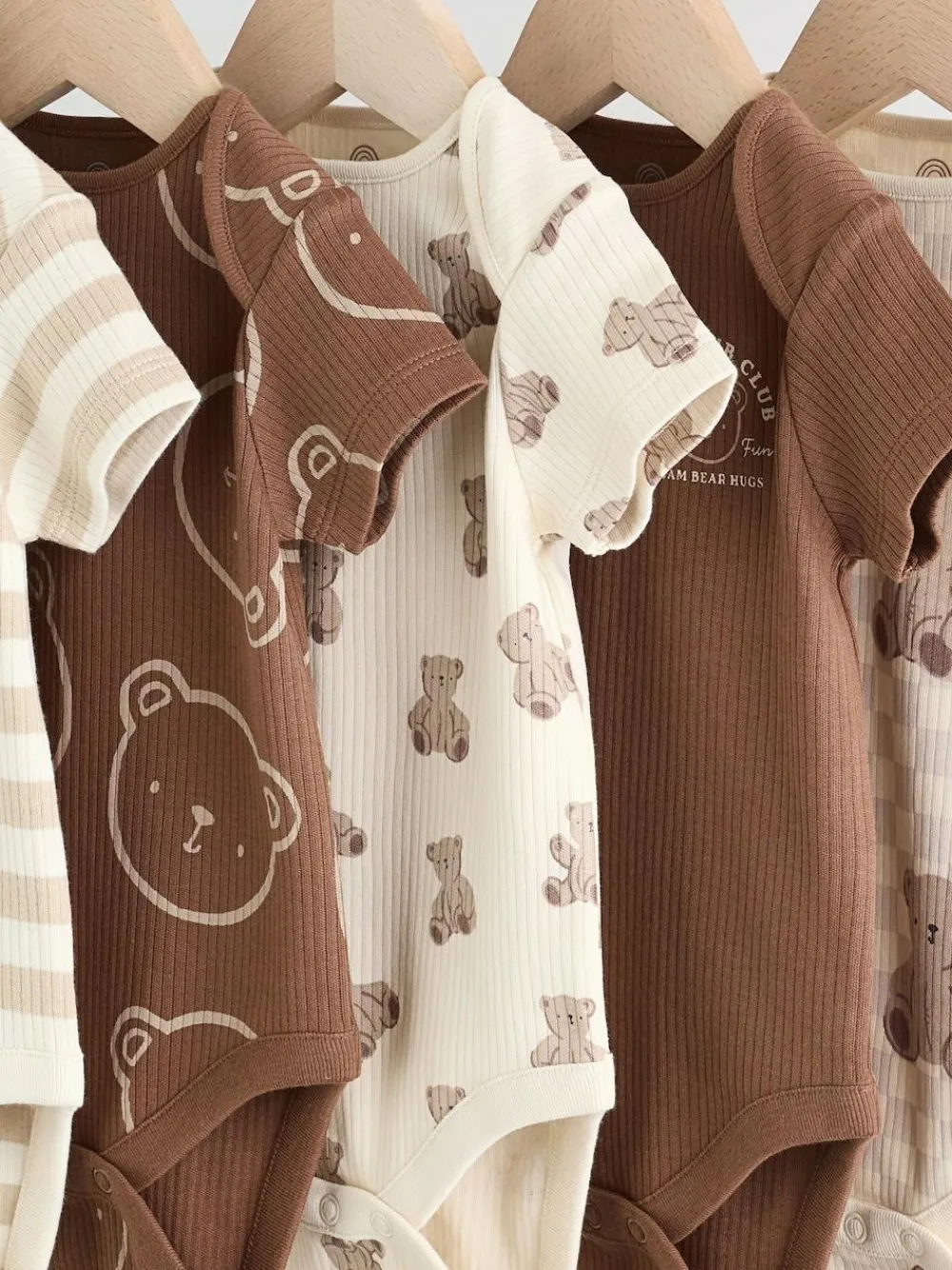 Next Chocolate Brown Baby Short Sleeve Bodysuits 5 Pack^BOY Bodysuits & Vests|Vests