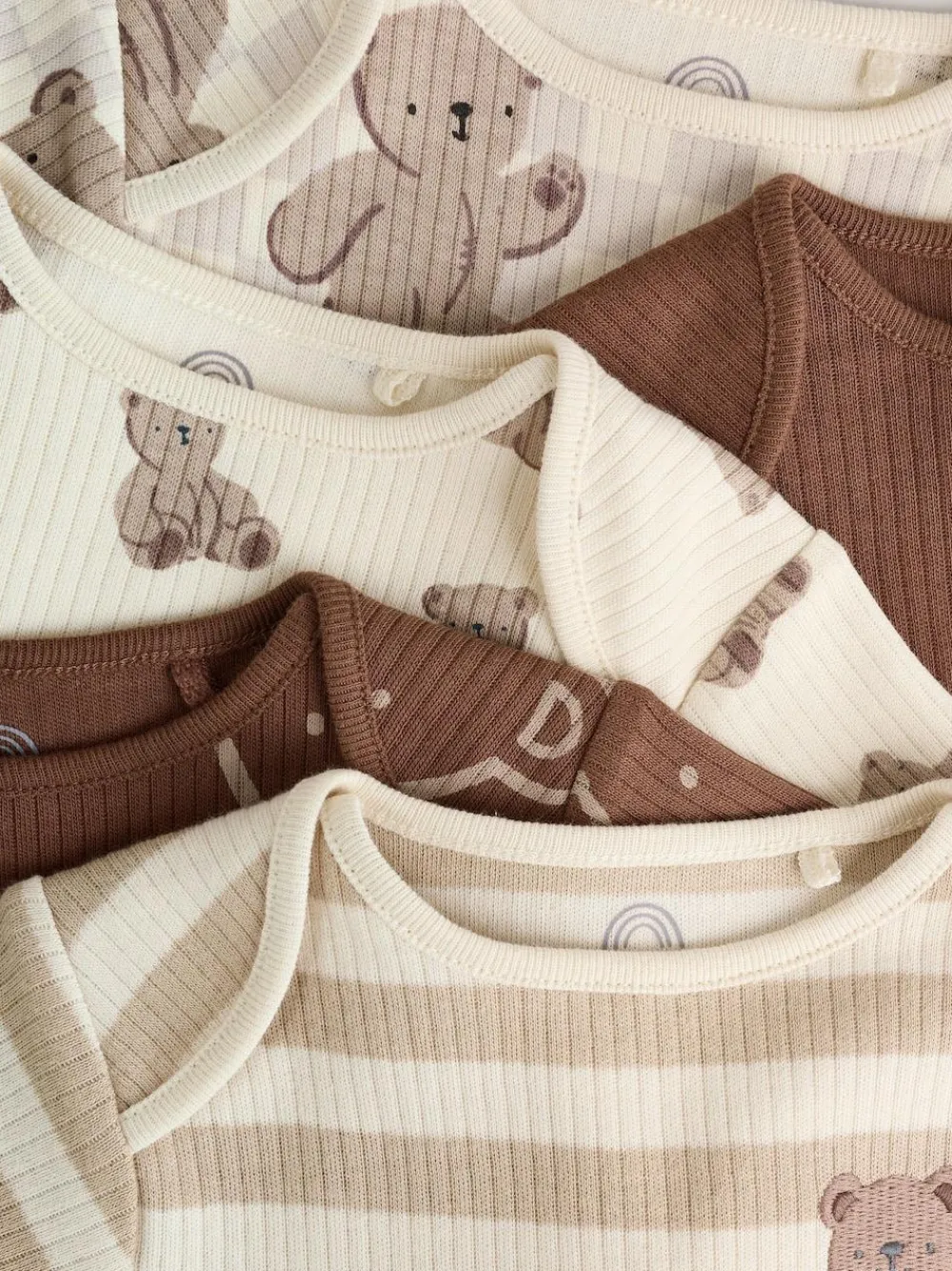 Next Chocolate Brown Baby Short Sleeve Bodysuits 5 Pack^BOY Bodysuits & Vests|Vests