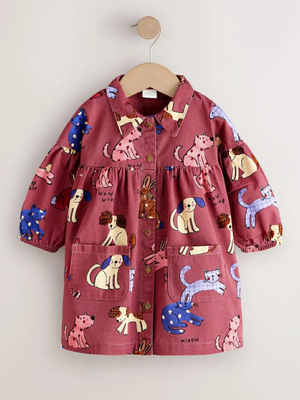 Hot Next Chocolate Brown Character Long Sleeve Cotton Dress (3mths-8yrs)
