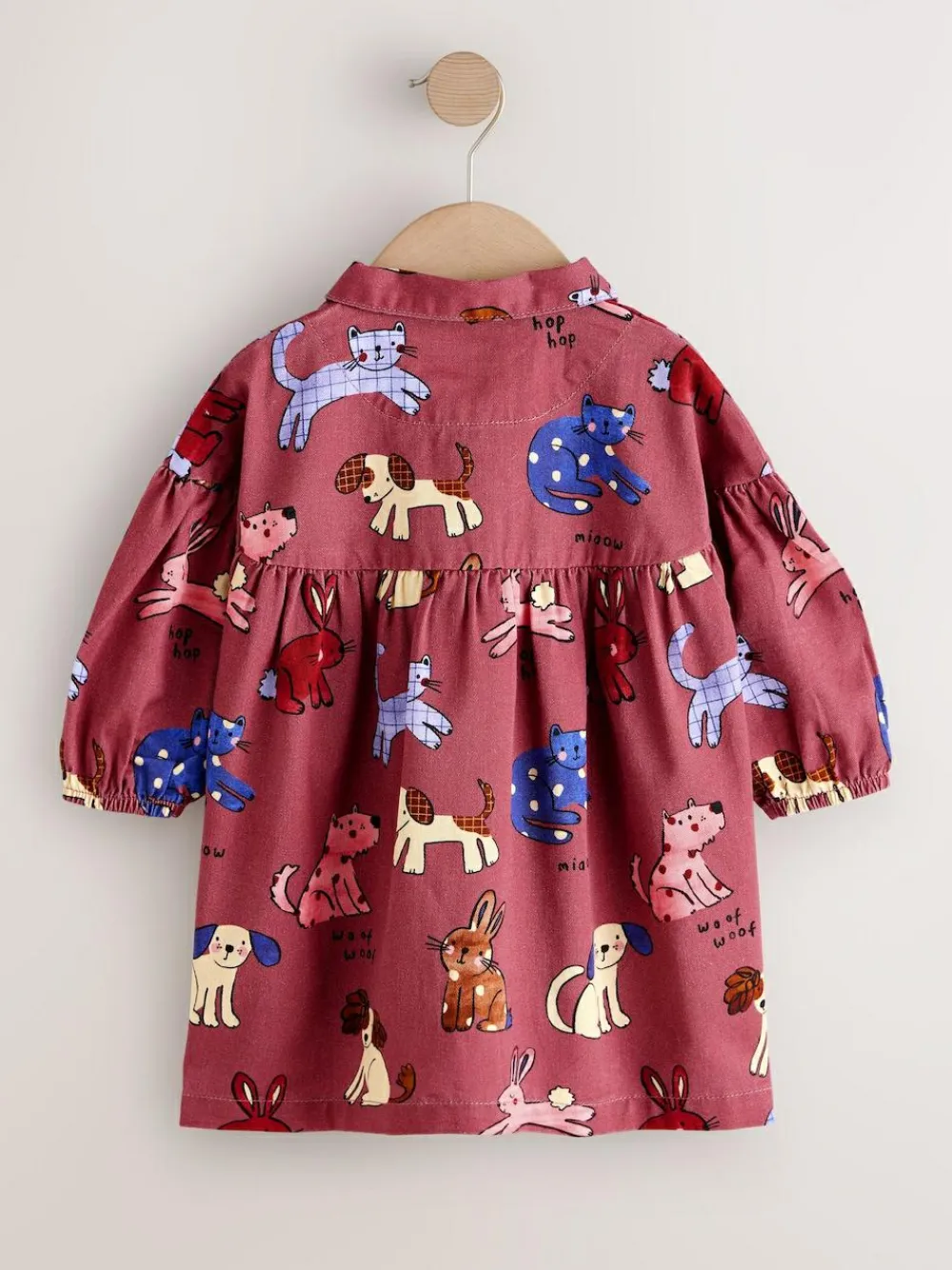 Hot Next Chocolate Brown Character Long Sleeve Cotton Dress (3mths-8yrs)