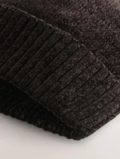 New Next Chenille Beanie Hat Chocolate Brown