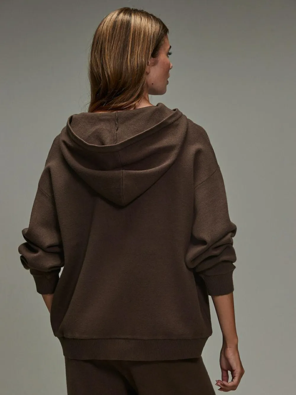 Next Compact Cosy Graphic Long Sleeve Hoodie Chocolate Brown
