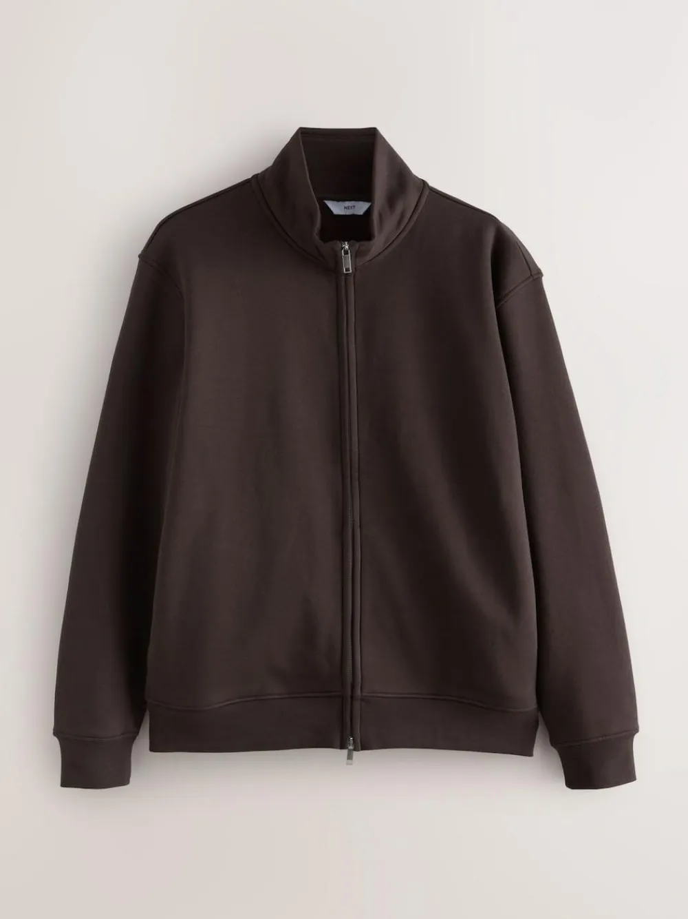 Best Next Cotton Rich Jersey Full Zip Funnel Neck Sweatshirt Chocolate Brown