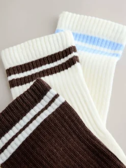 Outlet Next Chocolate Brown Cushion Sole Ribbed Sport Ankle Socks With Arch Support 3 Pack