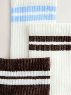 Outlet Next Chocolate Brown Cushion Sole Ribbed Sport Ankle Socks With Arch Support 3 Pack