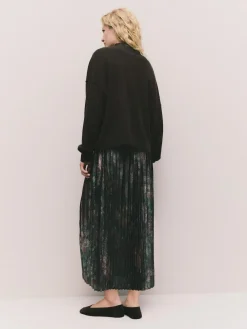Best Next 2-In-1 Knitted Jumper with Pleated Midi Skirt Chocolate Brown Floral