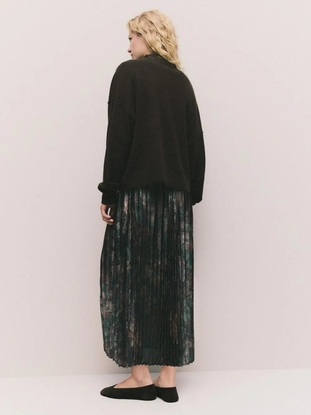 Best Next 2-In-1 Knitted Jumper with Pleated Midi Skirt Chocolate Brown Floral