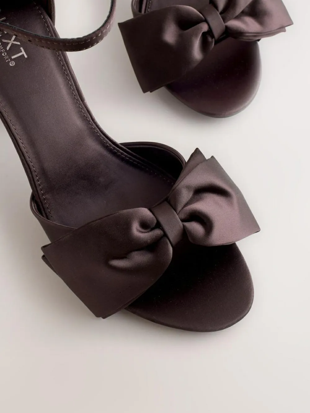 Next Forever Comfort® Satin Bow Block Heeled Sandals^Women Heels|Wide Fit & Extra Wide Fit