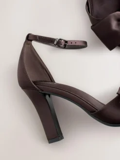 Next Forever Comfort® Satin Bow Block Heeled Sandals^Women Heels|Wide Fit & Extra Wide Fit