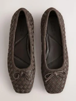 Sale Next Forever Comfort® Leather Weave Ballet Flats Chocolate Brown