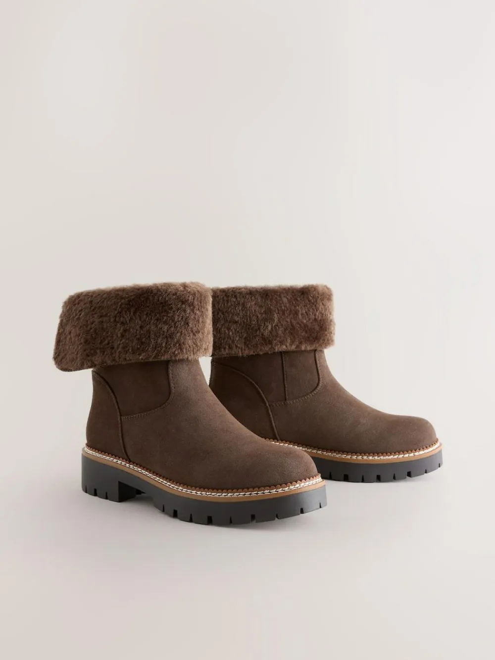 Next Forever Comfort® Faux Fur Cuff Ankle Boots^Women Wide Fit & Extra Wide Fit