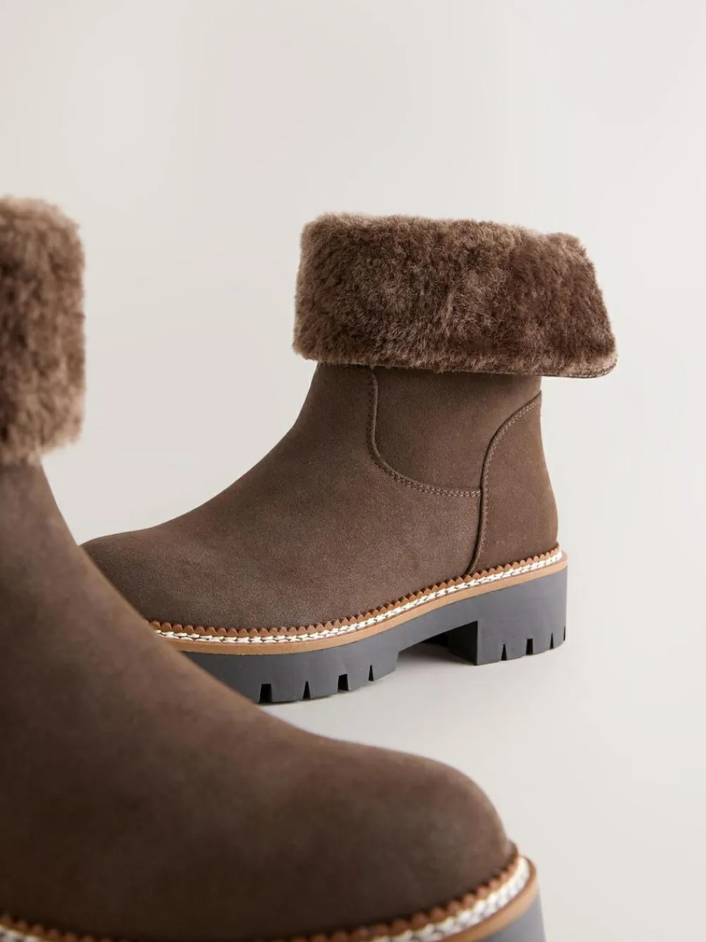Next Forever Comfort® Faux Fur Cuff Ankle Boots^Women Wide Fit & Extra Wide Fit