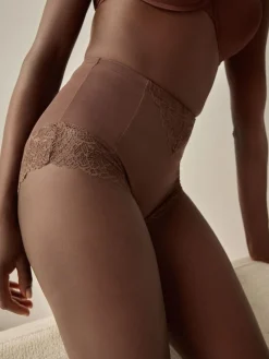 Next High Waist Brief Firm Tummy Control Shaping Briefs Chocolate Brown
