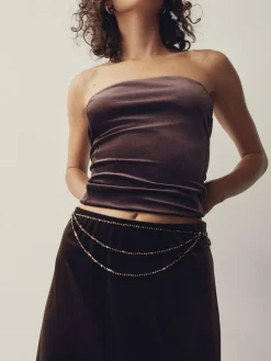 Next Metallic Skinny Tiered Beaded Belt^Women Belts