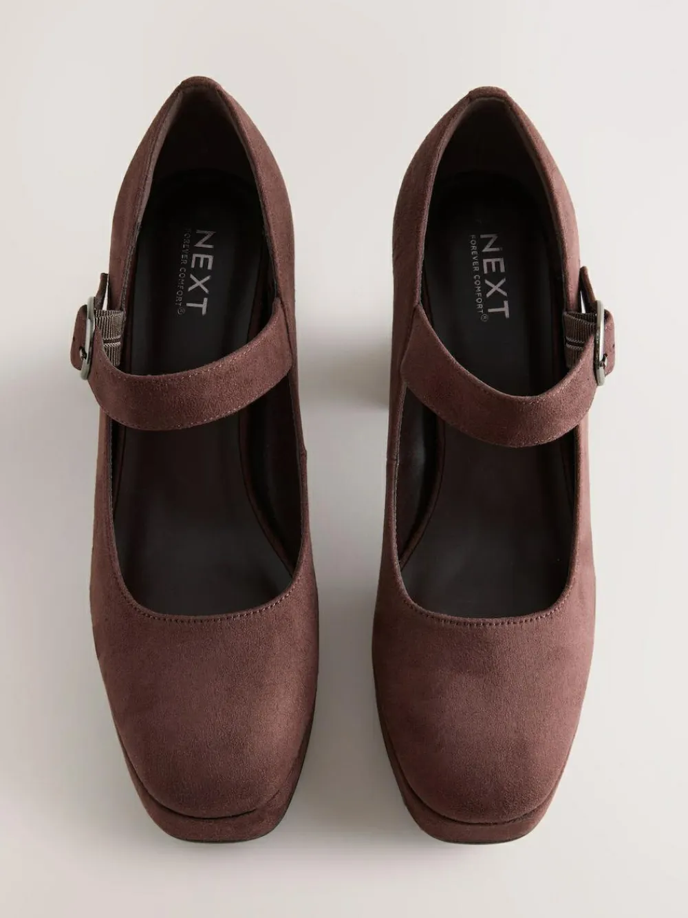 Hot Next Forever Comfort® Brogue Mary Jane Platform Block Heels Chocolate Brown Microfibre