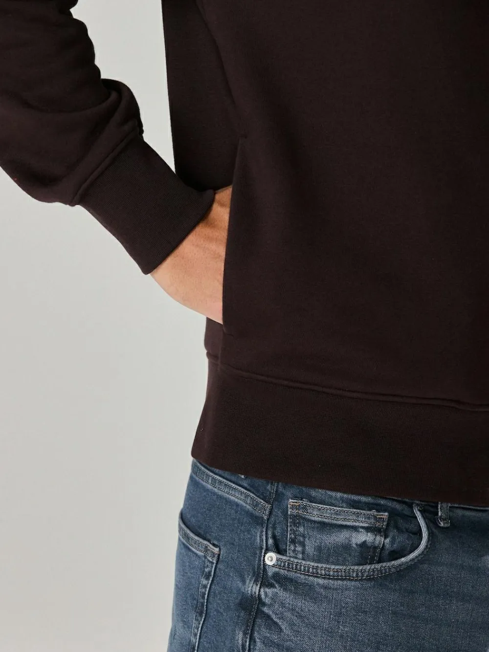 Outlet Next Chocolate Brown Quarter Zip Cotton Rich Jersey Sweatshirt