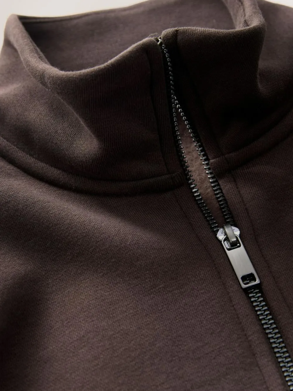 Outlet Next Chocolate Brown Quarter Zip Cotton Rich Jersey Sweatshirt