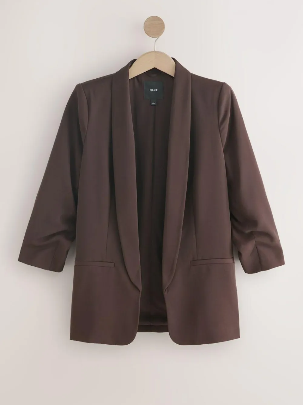 Next Chocolate Brown Relaxed Ruched Sleeve Blazer