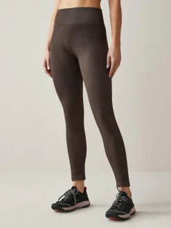Next Chocolate Brown Ribbed Seamless High Waist Leggings^Women Leggings & Sweatpants