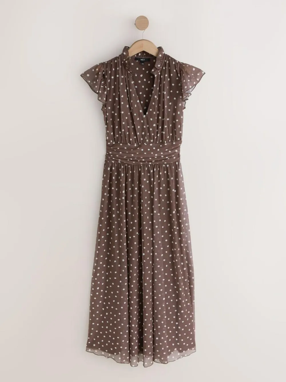 Next Pleated Mesh Print V-Neck Occasion Maxi Dress^Women Occasionwear|Occasion Dresses