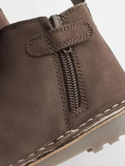Online Next Standard Fit (F) Warm Lined Leather Chelsea Boots Chocolate Brown