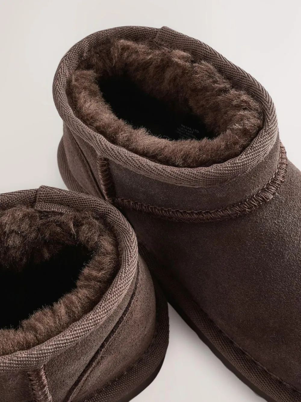 Next Chocolate Brown Standard Fit (F) Flatform Mini Warm Lined Water Repellent Suede Pull-On Boots^ Boots|Boots & Wellies