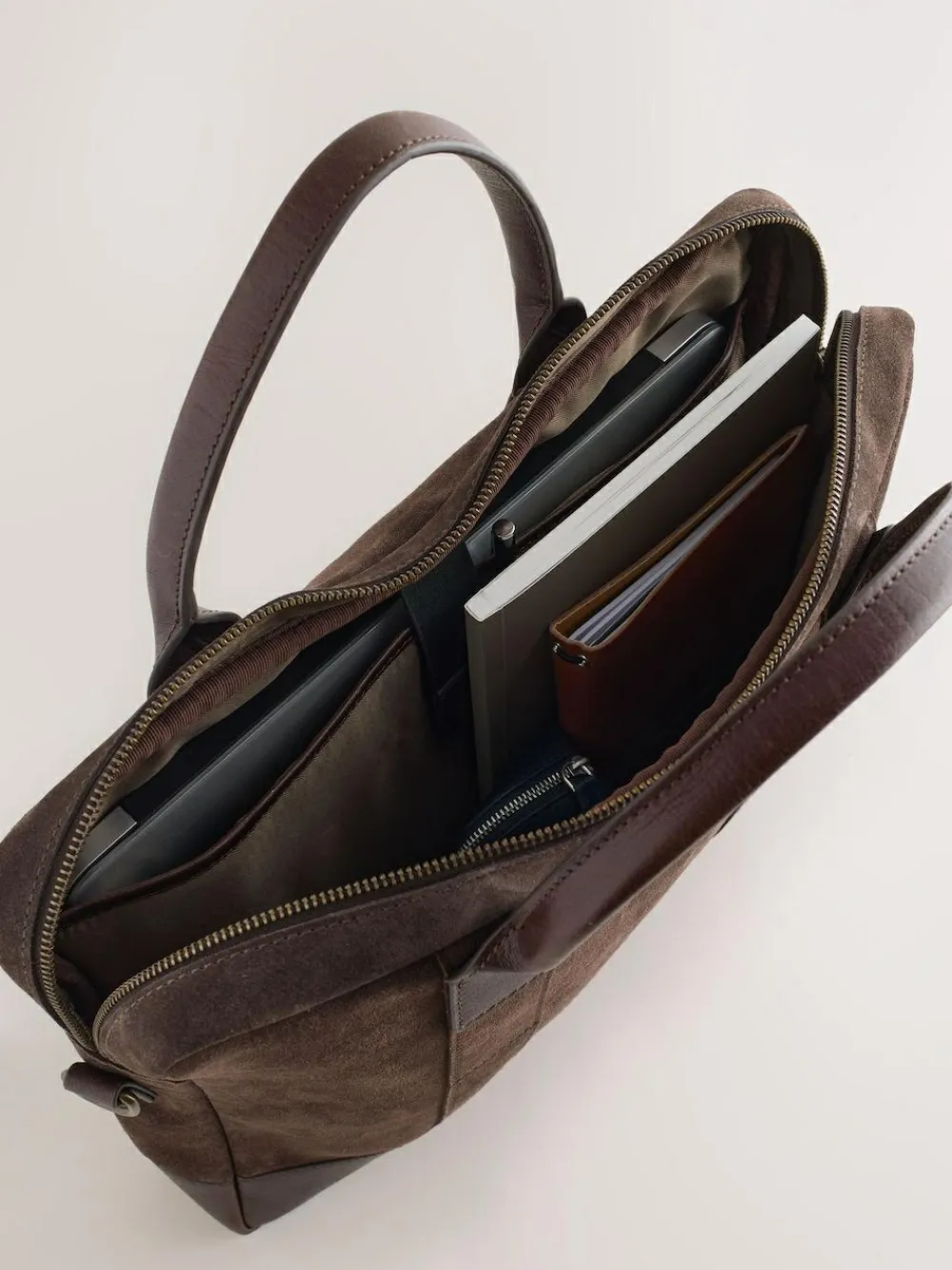 Next Chocolate Brown Suede Briefcase^ Bags