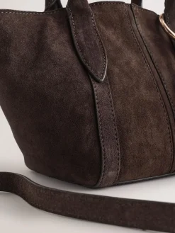 Next Chocolate Brown Suede Flower Charm Cross-Body Bag^Women Bags