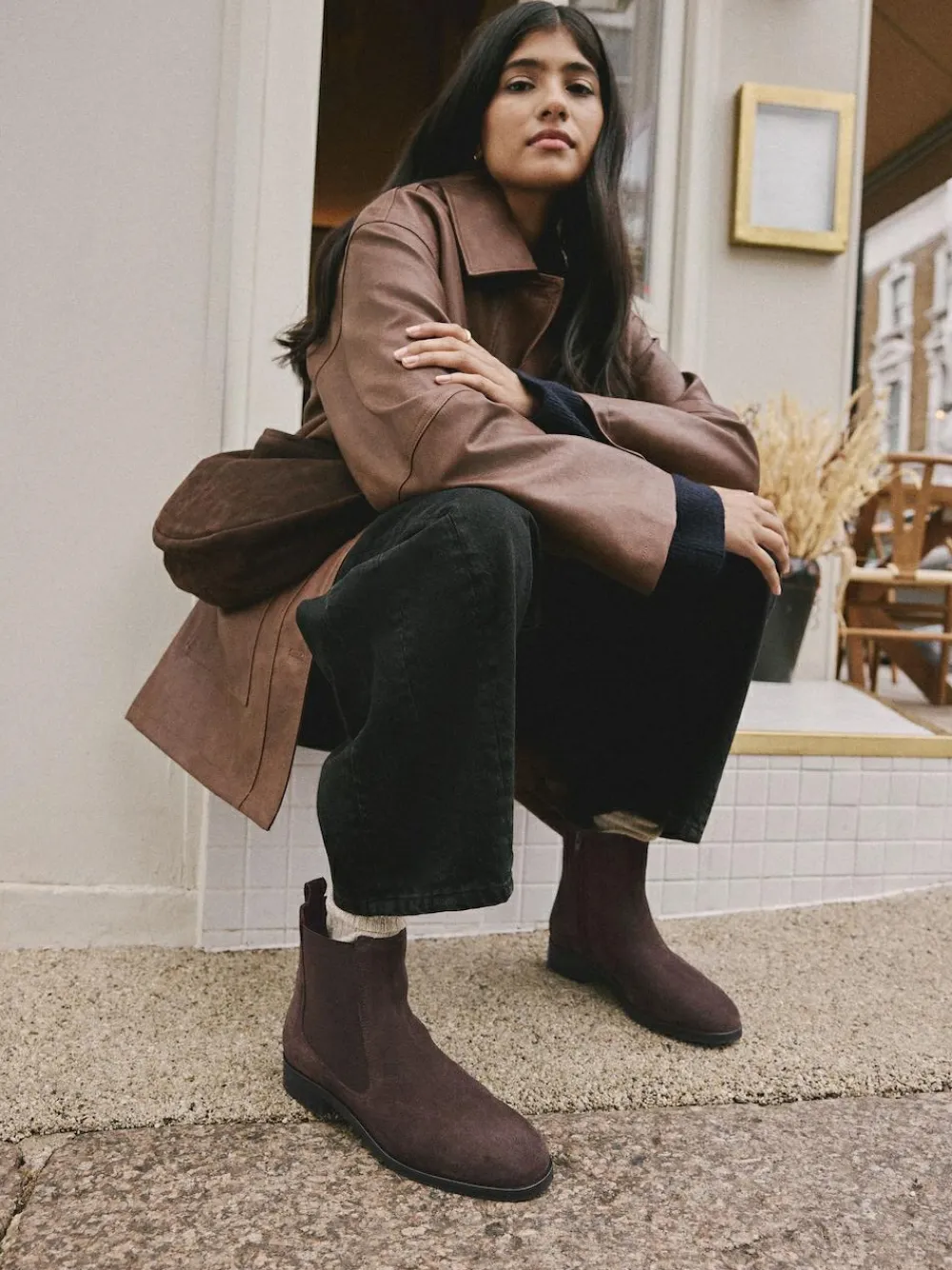 Discount Next Chocolate Brown Suede Standard/Wide Fit Forever Comfort® Chelsea Ankle Boots