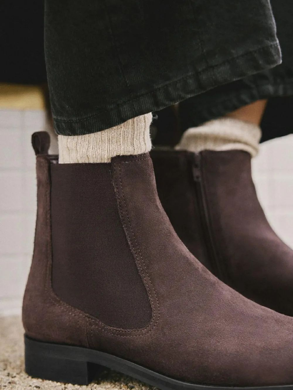 Discount Next Chocolate Brown Suede Standard/Wide Fit Forever Comfort® Chelsea Ankle Boots