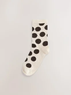 Online Next Ankle Socks 5 Pack Chocolate Brown/White Spot