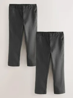 Clearance Clarks 2 Pack Regular Fit Fastening School Trousers Grey