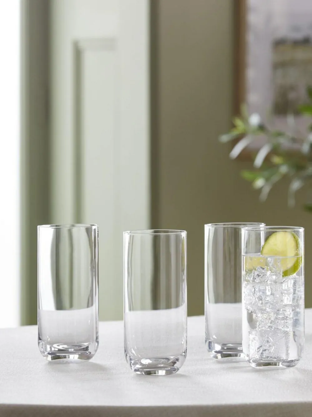 New Next Hollis Set of 4 Tall Tumbler Glasses Clear Solid